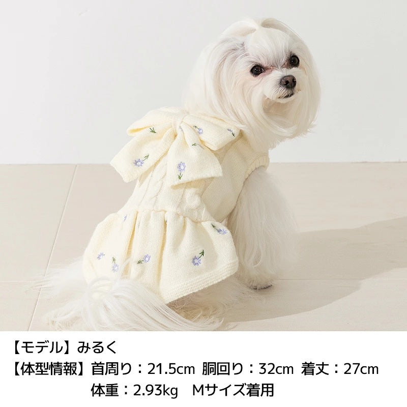 【最大3,000円OFFクーポン＋ポイント2倍】アントゥトゥ Un TouTou 花柄刺しゅうリボンワンピ ☆10月下旬順次発送☆【小型犬 犬用 ドッグウエア ワンピース スカート ドレス セレブ】