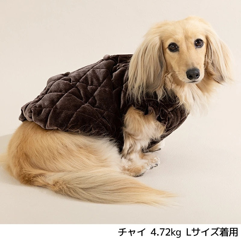 アントゥトゥ Un TouTou ベロアキルティングアウター ☆10月下旬順次発送☆【小型犬 犬用 ドッグウエア アウター コート セレブ】