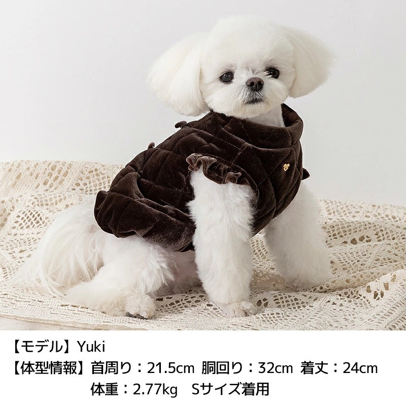アントゥトゥ Un TouTou ベロアキルティングアウター ☆10月下旬順次発送☆【小型犬 犬用 ドッグウエア アウター コート セレブ】