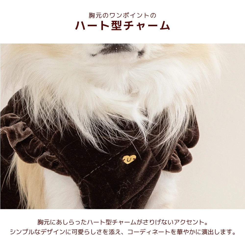 アントゥトゥ Un TouTou ベロアキルティングアウター ☆10月下旬順次発送☆【小型犬 犬用 ドッグウエア アウター コート セレブ】