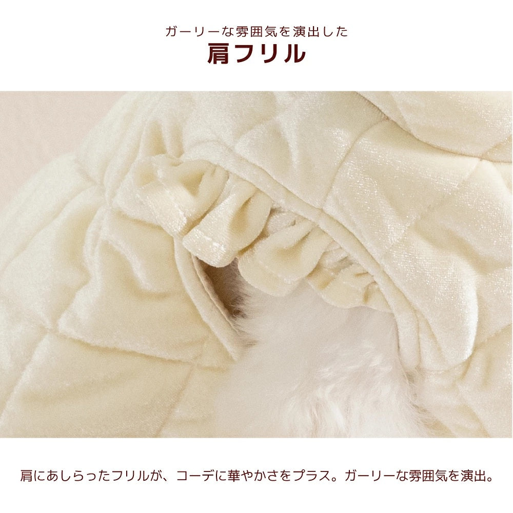 アントゥトゥ Un TouTou ベロアキルティングアウター ☆10月下旬順次発送☆【小型犬 犬用 ドッグウエア アウター コート セレブ】