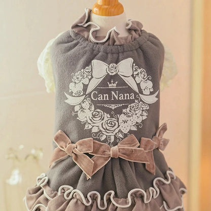 きゃんナナ CanNana ☆予約品☆ ローズストロベリー起毛ワンピース 1195【小型犬 犬服 ドッグウエア ワンピース ドレス スカート】