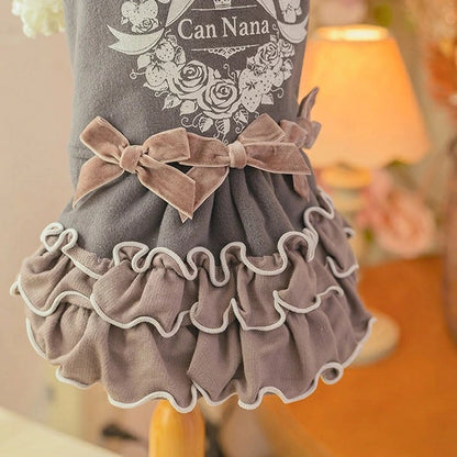 きゃんナナ CanNana ☆予約品☆ ローズストロベリー起毛ワンピース 1195【小型犬 犬服 ドッグウエア ワンピース ドレス スカート】