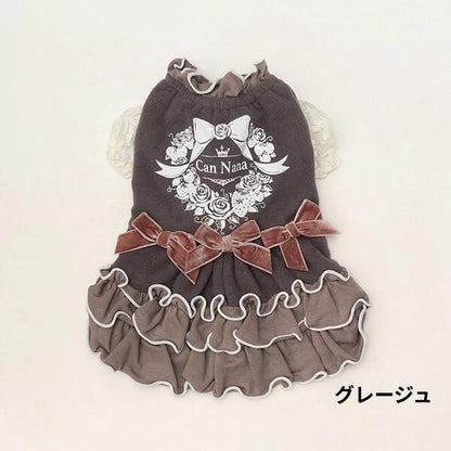 きゃんナナ CanNana ☆予約品☆ ローズストロベリー起毛ワンピース 1195【小型犬 犬服 ドッグウエア ワンピース ドレス スカート】