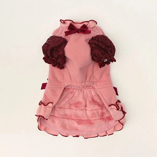 きゃんナナ CanNana ☆予約品☆ ローズストロベリー起毛ワンピース 1195【小型犬 犬服 ドッグウエア ワンピース ドレス スカート】