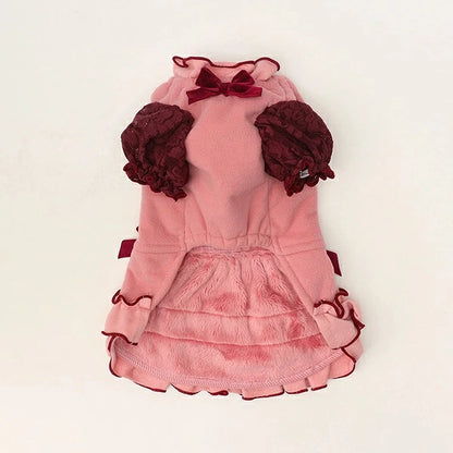 きゃんナナ CanNana ☆予約品☆ ローズストロベリー起毛ワンピース 1195【小型犬 犬服 ドッグウエア ワンピース ドレス スカート】