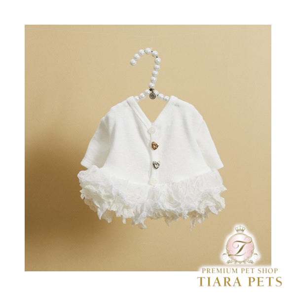 ルイスドッグ louisdog Pearl TUTU/White【小型犬 犬服 ドッグウエア トップス ニット カーディガン セレブ】