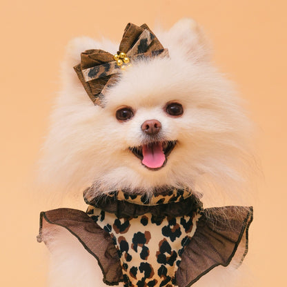 ゴッドピヴァ GODPIVA ☆ご予約☆ レオパードデニムバレッタ【小型犬用 犬用 ヘアアクセサリー ヘアアクセ バレッタ リボン セレブ】