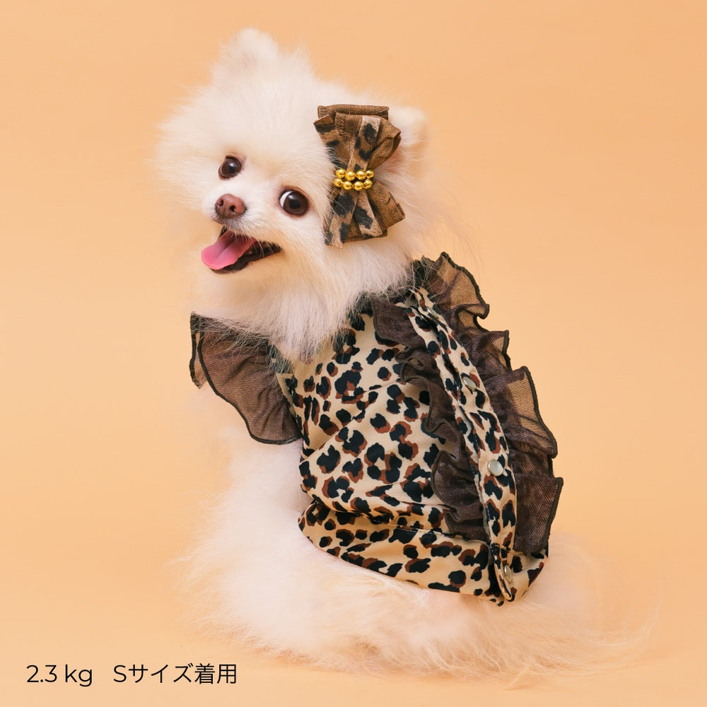 ゴッドピヴァ GODPIVA レオパードデニムフリルブラウス【小型犬用 犬用 ドッグウエア トップス ブラウス セレブ】
