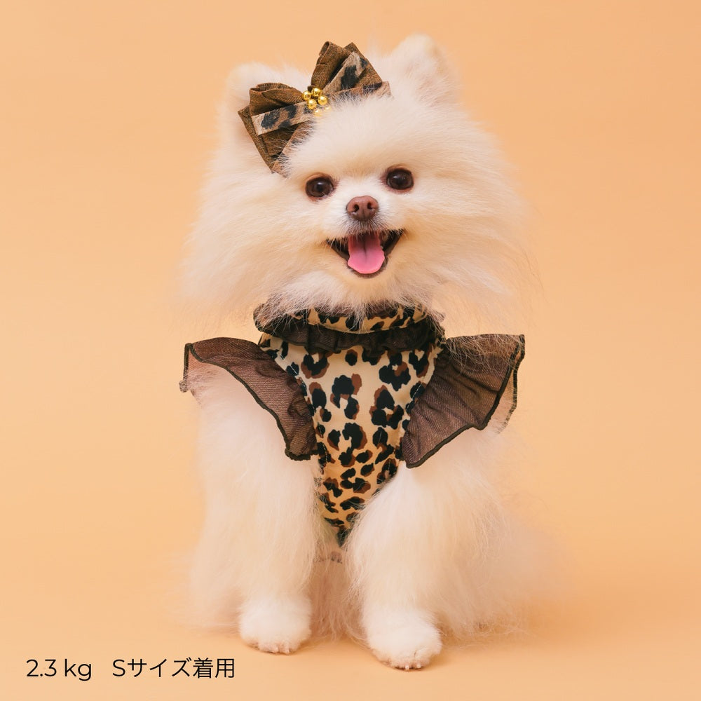 ゴッドピヴァ GODPIVA レオパードデニムフリルブラウス【小型犬用 犬用 ドッグウエア トップス ブラウス セレブ】
