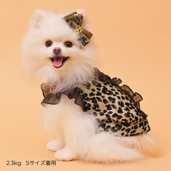 ゴッドピヴァ GODPIVA レオパードデニムフリルブラウス【小型犬用 犬用 ドッグウエア トップス ブラウス セレブ】