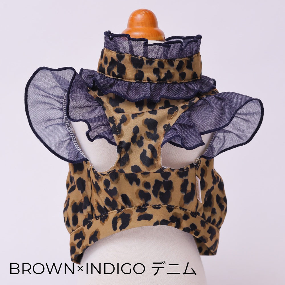 ゴッドピヴァ GODPIVA レオパードデニムフリルブラウス【小型犬用 犬用 ドッグウエア トップス ブラウス セレブ】