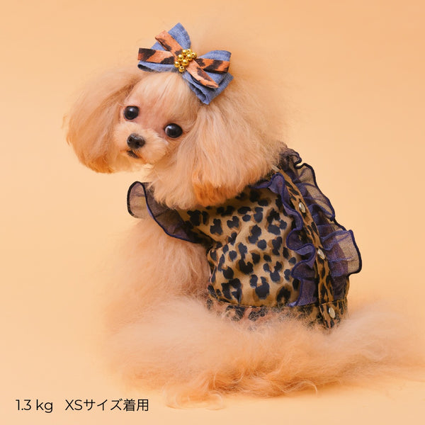 ゴッドピヴァ GODPIVA レオパードデニムフリルブラウス【小型犬用 犬用 ドッグウエア トップス ブラウス セレブ】