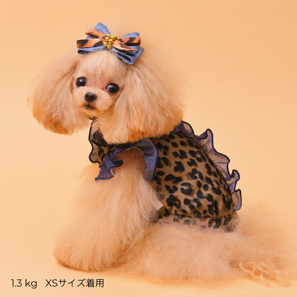 ゴッドピヴァ GODPIVA レオパードデニムフリルブラウス【小型犬用 犬用 ドッグウエア トップス ブラウス セレブ】