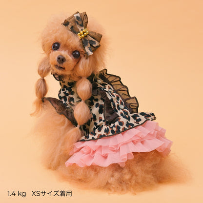 ゴッドピヴァ GODPIVA レオパードデニムフリルワンピース【小型犬用 犬用 ドッグウエア ワンピース ドレス スカート セレブ】