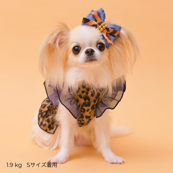 ゴッドピヴァ GODPIVA レオパードデニムフリルワンピース【小型犬用 犬用 ドッグウエア ワンピース ドレス スカート セレブ】
