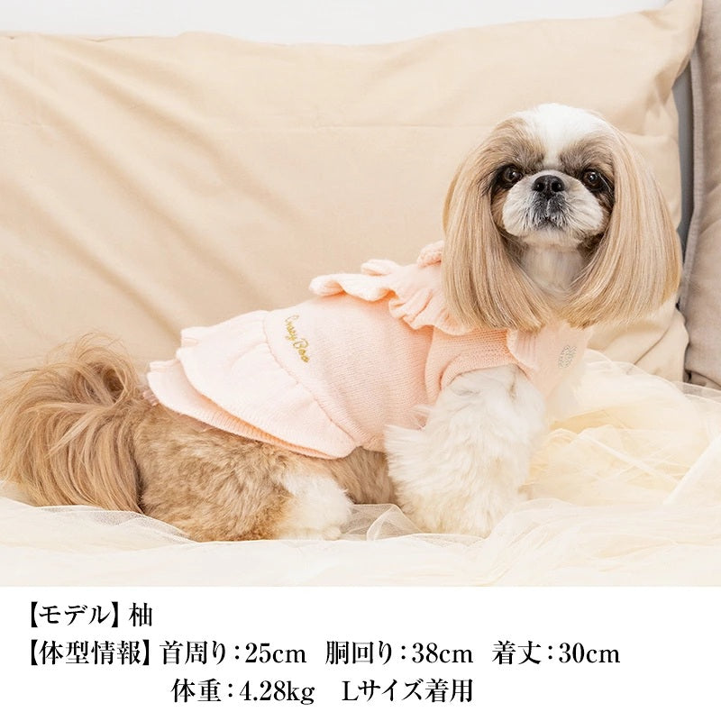 クレイジーブー CRAZYBOO フリルニットローズワンピ ☆10月下旬順次発送予約☆【小型犬 犬服 ドッグウエア ワンピース スカート ドレス セレブ】