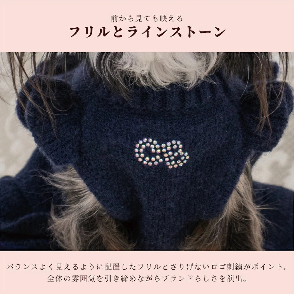 クレイジーブー CRAZYBOO フリルニットローズワンピ ☆10月下旬順次発送予約☆【小型犬 犬服 ドッグウエア ワンピース スカート ドレス セレブ】