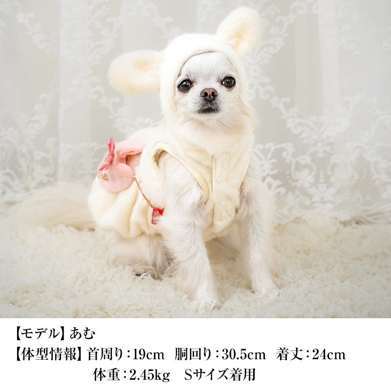 クレイジーブー CRAZYBOO ボアうさぎワンピアウター ☆10月下旬順次発送予約☆【小型犬 犬服 ドッグウエア アウター コート ワンピース セレブ】
