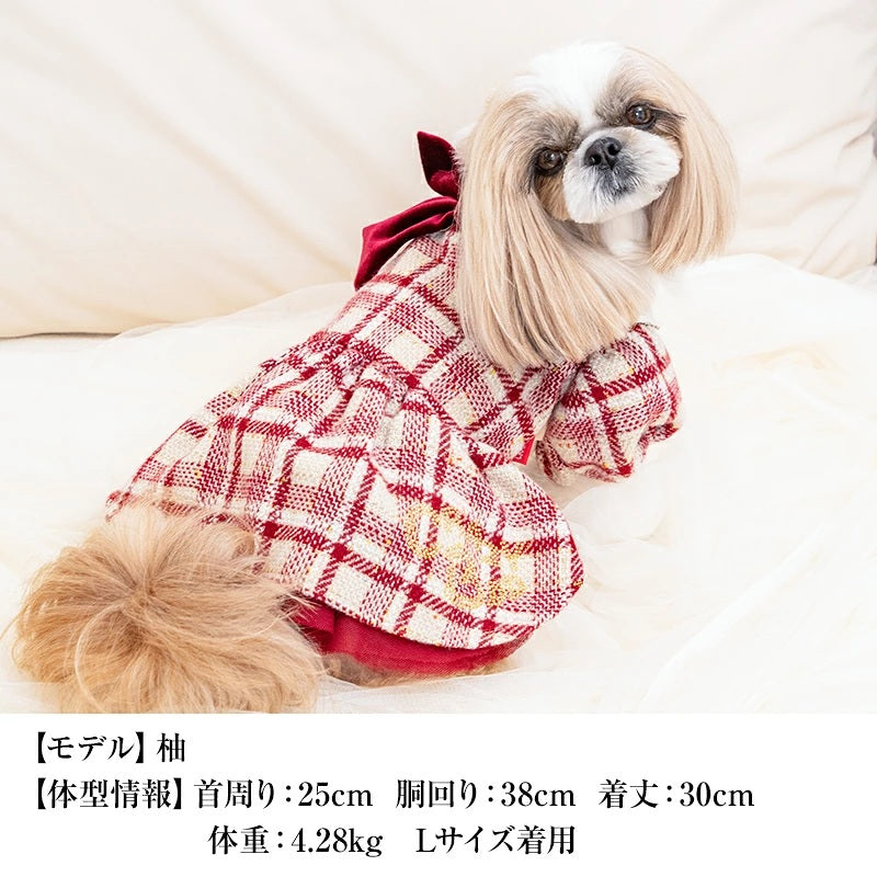 クレイジーブー CRAZYBOO チェックツイードワンピ ☆10月下旬順次発送予約☆【小型犬 犬服 ドッグウエア ワンピース スカート ドレス セレブ】
