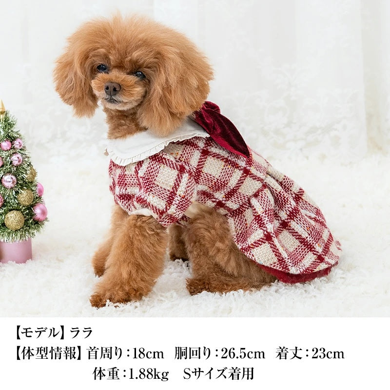 クレイジーブー CRAZYBOO チェックツイードワンピ ☆10月下旬順次発送予約☆【小型犬 犬服 ドッグウエア ワンピース スカート ドレス セレブ】