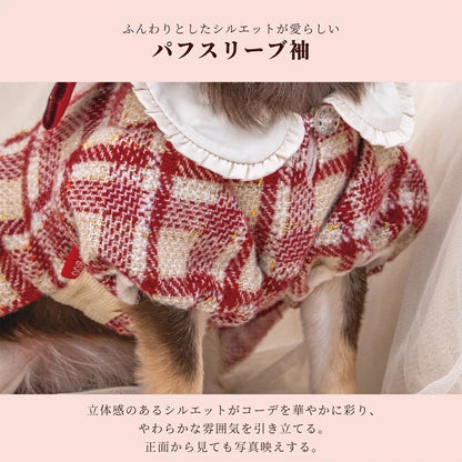 クレイジーブー CRAZYBOO チェックツイードワンピ ☆10月下旬順次発送予約☆【小型犬 犬服 ドッグウエア ワンピース スカート ドレス セレブ】