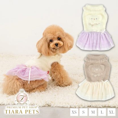 クレイジーブー CRAZYBOO クマ刺繍シャギーワンピ ☆10月下旬順次発送☆【小型犬 犬服 ドッグウエア ワンピース スカート ドレス セレブ】