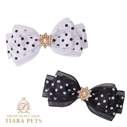 ゴッドピヴァ GODPIVA ☆ご予約☆ ドットオーガンジーバレッタ【小型犬用 犬用 ヘアアクセサリー ヘアアクセ バレッタ リボン セレブ】