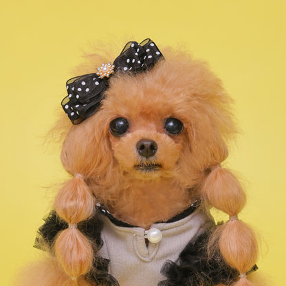 ゴッドピヴァ GODPIVA ☆ご予約☆ ドットオーガンジーバレッタ【小型犬用 犬用 ヘアアクセサリー ヘアアクセ バレッタ リボン セレブ】