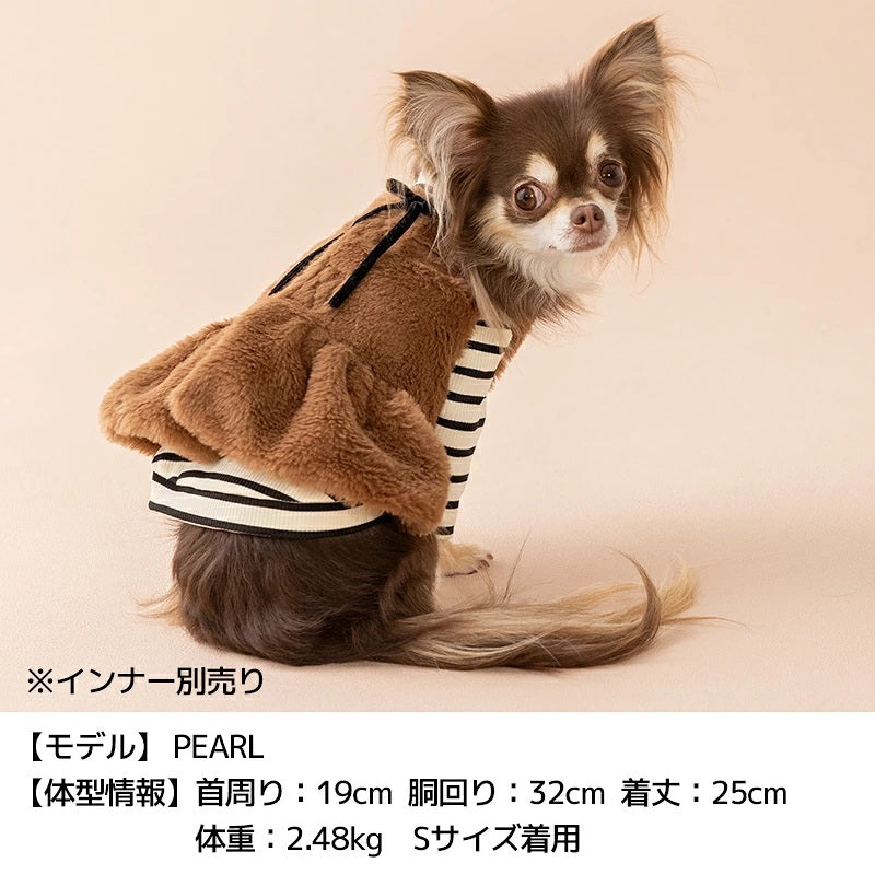 ティノティート TINOTITO リボン付きボアアウター ☆10月下旬順次発送☆【小型犬 犬服 ドッグウェア アウター コート】