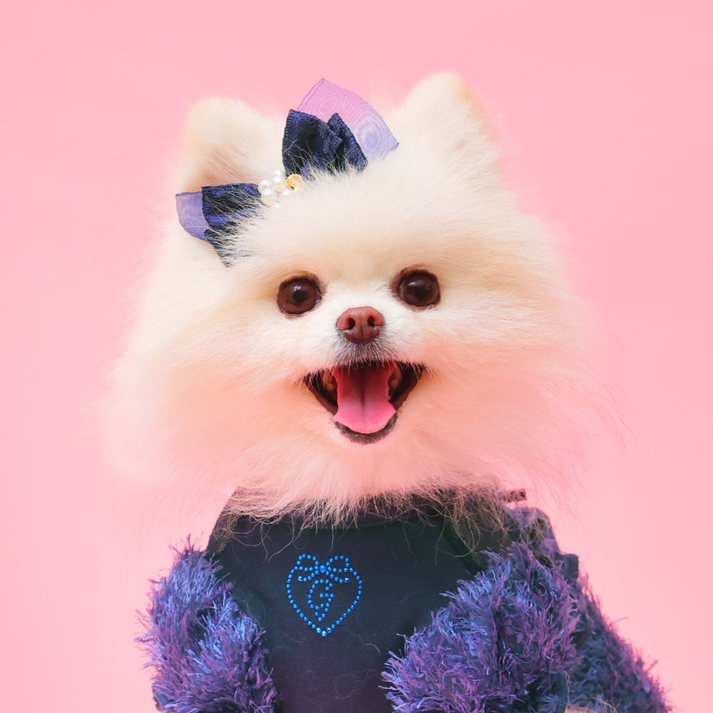 ゴッドピヴァ GODPIVA オーガンジーレースリボンバレッタ【小型犬用 犬用 ヘアアクセサリー バレッタ リボン ヘアアクセ セレブ】