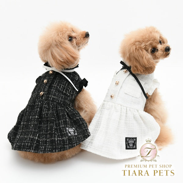 アナ スイ ANNA SUI リボンフリルツイードワンピース【小型犬 犬服 ドッグウエア ワンピース スカート ドレス セレブ】