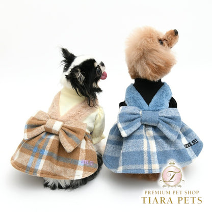 アナ スイ ANNA SUI チェック柄ドッキングふわふわワンピース【小型犬 犬服 ドッグウエア ワンピース スカート ドレス セレブ】