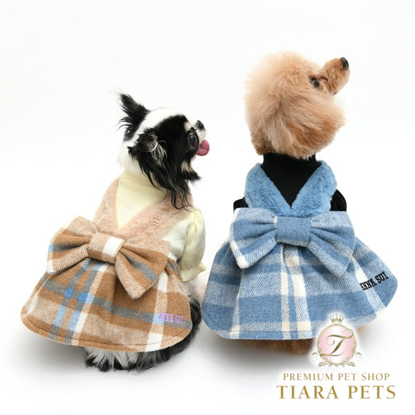 アナ スイ ANNA SUI チェック柄ドッキングふわふわワンピース【小型犬 犬服 ドッグウエア ワンピース スカート ドレス セレブ】