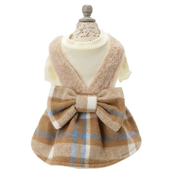 アナ スイ ANNA SUI チェック柄ドッキングふわふわワンピース【小型犬 犬服 ドッグウエア ワンピース スカート ドレス セレブ】