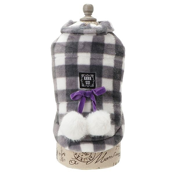 アナ スイ ANNA SUI リボン付きもこもこチェック柄アウター【小型犬 犬服 ドッグウエア アウター コート セレブ】