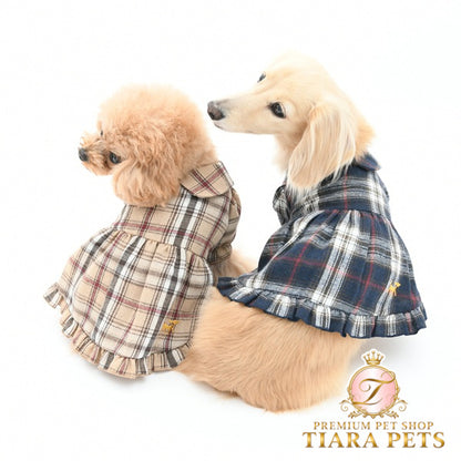 ロペピクニック ROPE PICNIC 襟付きチェック柄ワンピース【犬服 ドッグウエア ワンピース スカート ドレス セレブ】