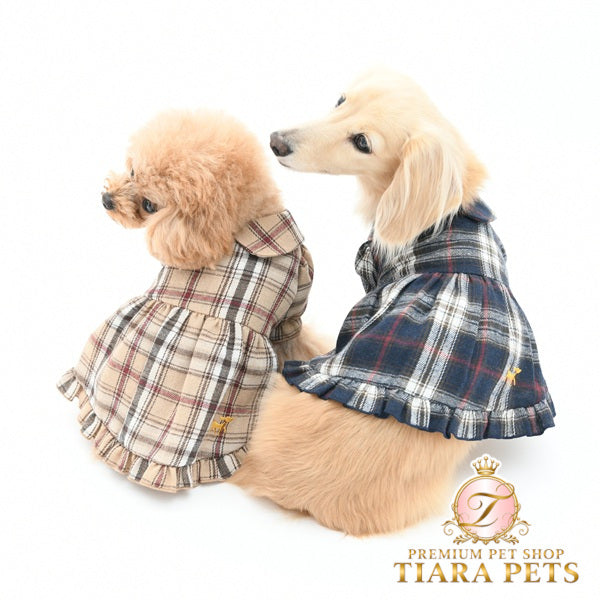 ロペピクニック ROPE PICNIC 襟付きチェック柄ワンピース【犬服 ドッグウエア ワンピース スカート ドレス セレブ】