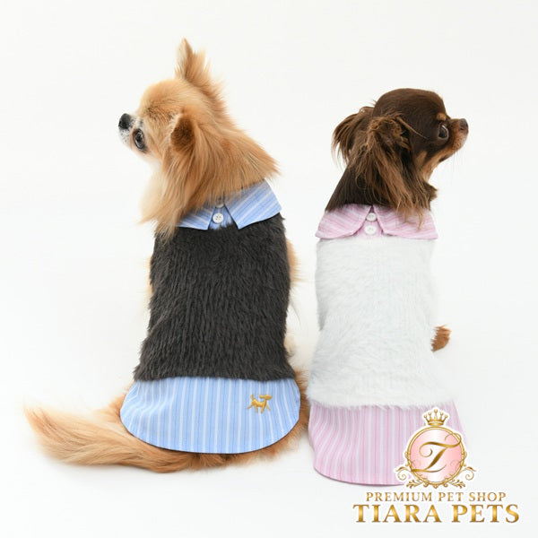 ロペピクニック ROPE PICNIC フェザーニットドッキングシャツ【犬服 ドッグウエア トップス シャツ レイヤード セレブ】