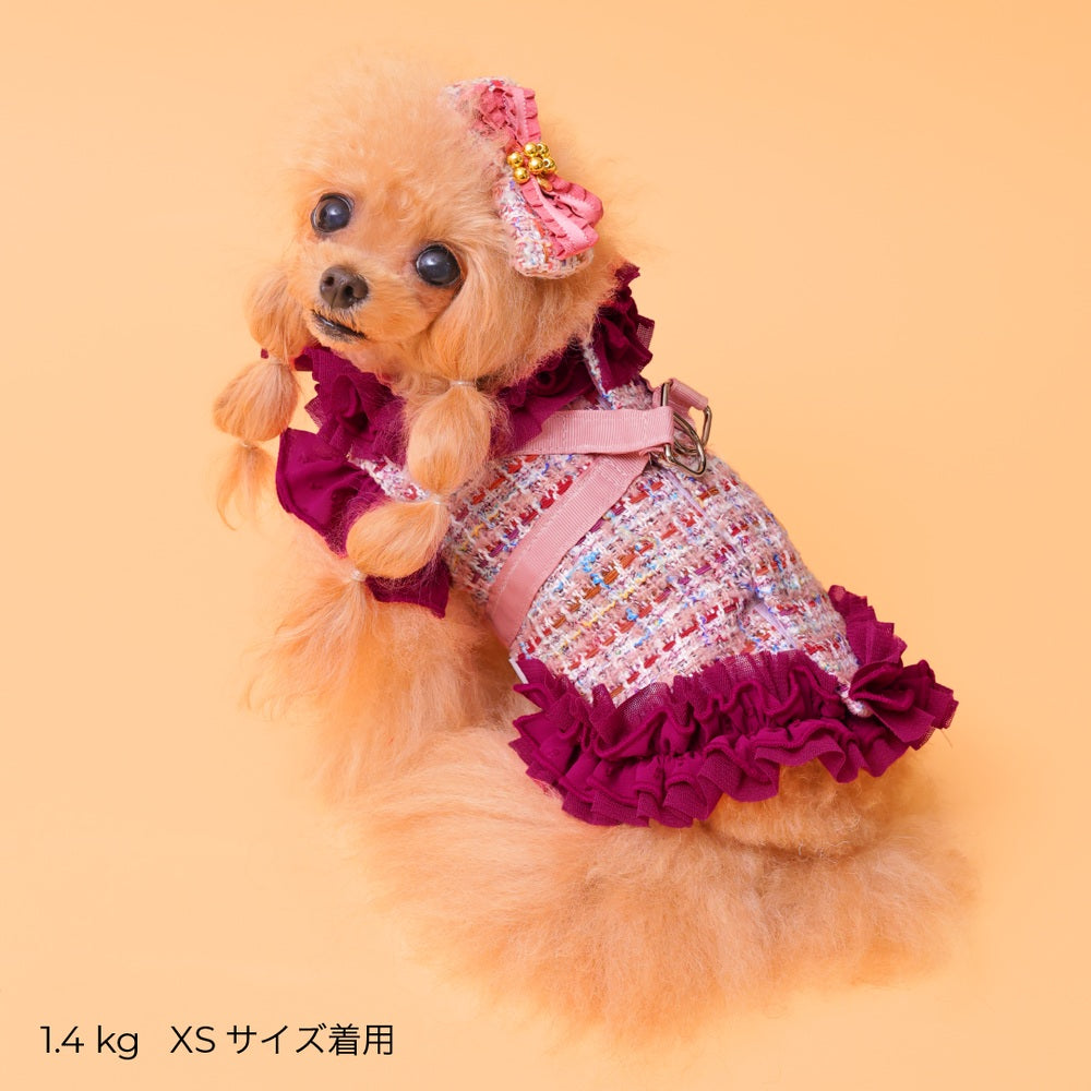 ゴッドピヴァ GODPIVA ☆一部ご予約☆ ツイードTERAフリルハーネス【小型犬用 犬用 ハーネス お散歩 一体型 セレブ】