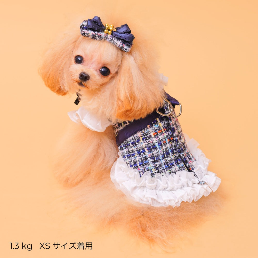 ゴッドピヴァ GODPIVA ☆一部ご予約☆ ツイードTERAフリルハーネス【小型犬用 犬用 ハーネス お散歩 一体型 セレブ】