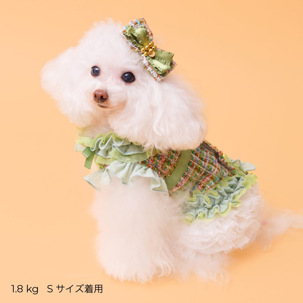 ゴッドピヴァ GODPIVA ☆一部ご予約☆ ツイードTERAフリルハーネス【小型犬用 犬用 ハーネス お散歩 一体型 セレブ】