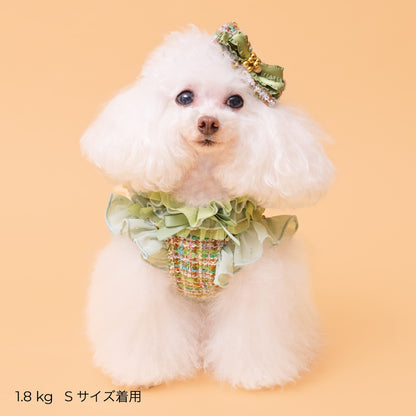 ゴッドピヴァ GODPIVA ☆一部ご予約☆ ツイードTERAフリルハーネス【小型犬用 犬用 ハーネス お散歩 一体型 セレブ】