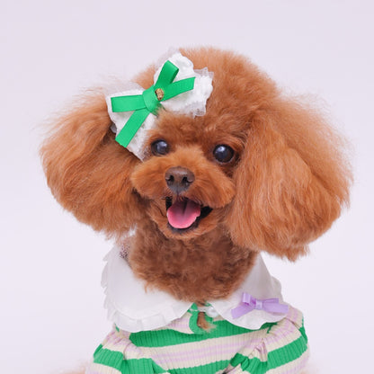 ゴッドピヴァ GODPIVA ☆ご予約☆ サイドフリルリボンバレッタ【小型犬用 犬用 ヘアアクセサリー バレッタ リボン セレブ】