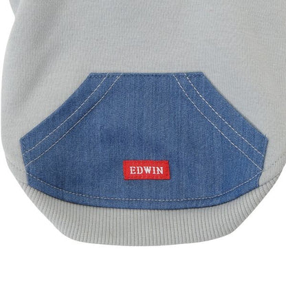 エドウイン EDWIN ハーフジップデニムポケットパーカー【犬服 ドッグウエア ウエア トップス パーカー フーディ スウェット トレーナー カジュアル】