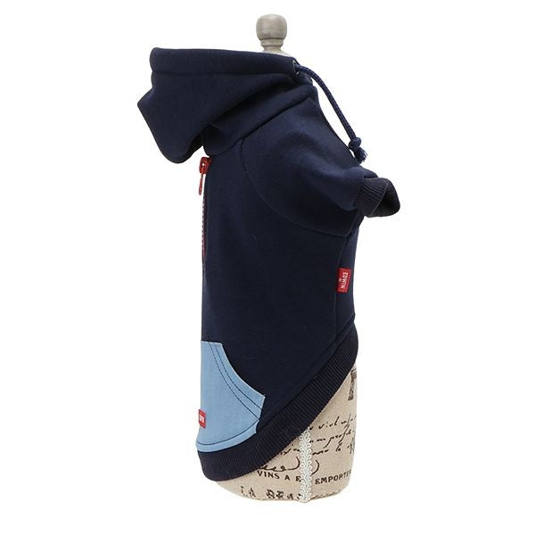 エドウイン EDWIN ハーフジップデニムポケットパーカー【犬服 ドッグウエア ウエア トップス パーカー フーディ スウェット トレーナー カジュアル】