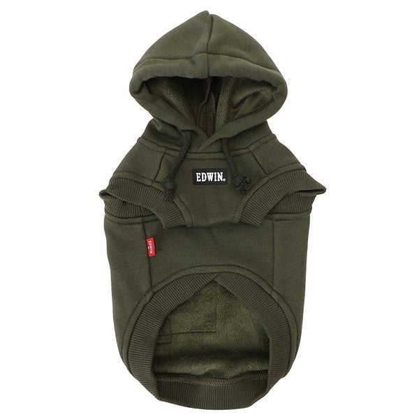 エドウイン EDWIN デニムパッチ風パーカー【犬服 ドッグウエア ウエア トップス パーカー フーディ スウェット トレーナー カジュアル】