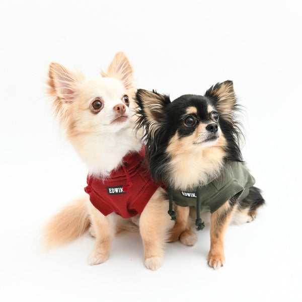 エドウイン EDWIN デニムパッチ風パーカー【犬服 ドッグウエア ウエア トップス パーカー フーディ スウェット トレーナー カジュアル】