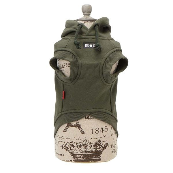 エドウイン EDWIN デニムパッチ風パーカー【犬服 ドッグウエア ウエア トップス パーカー フーディ スウェット トレーナー カジュアル】