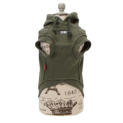 エドウイン EDWIN デニムパッチ風パーカー【犬服 ドッグウエア ウエア トップス パーカー フーディ スウェット トレーナー カジュアル】